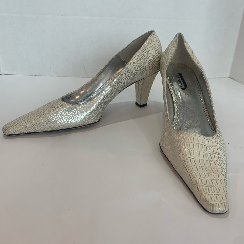 J.RENEE cream with silver metallic heels in size 10.5 W great condition